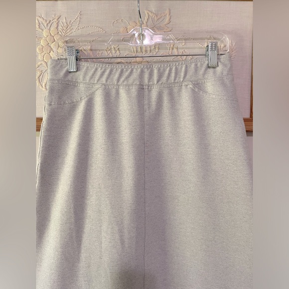 Main Street Exchange gray knit modest maxi skirt faux denim - Picture 2 of 8